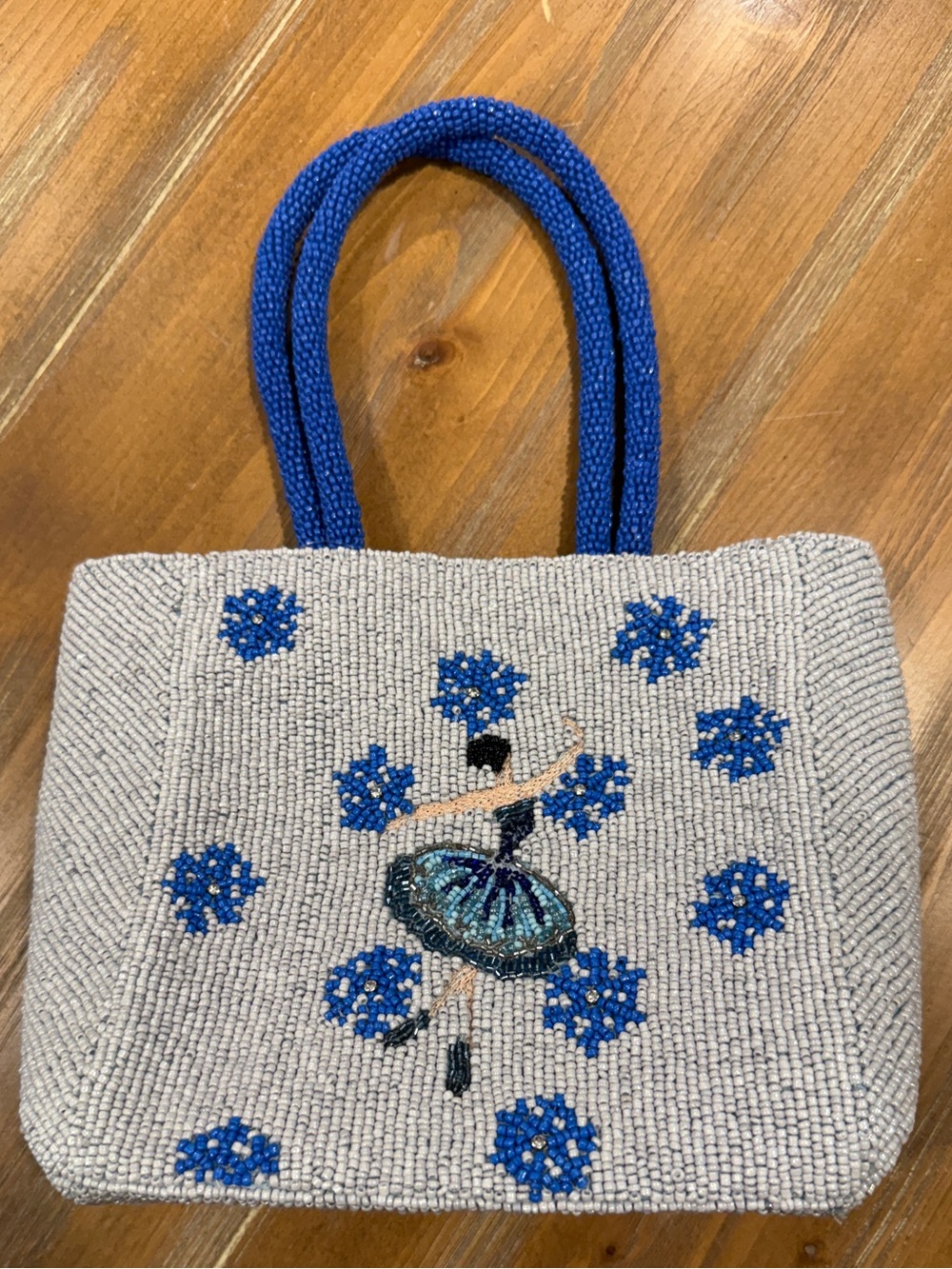 Viral Anthropologie Blue Beaded Snow Ballerina Bag Snow Queen Snowflake NWOT